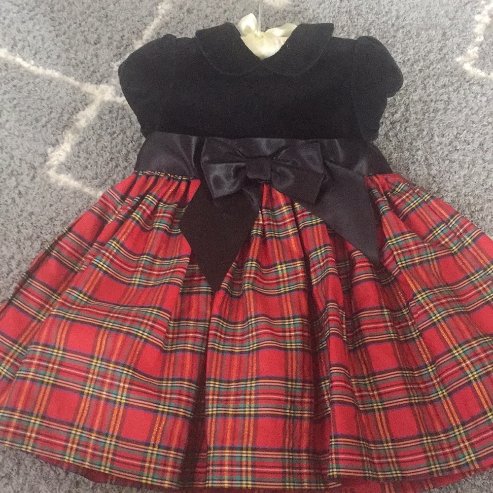 Little Me Velvet and Plaid Dress!